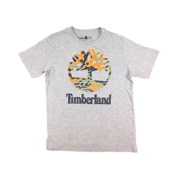 Timberland Boys XL (18/20) Gray Camo Logo Graphic T-Shirt NWT - Picture 1 of 6